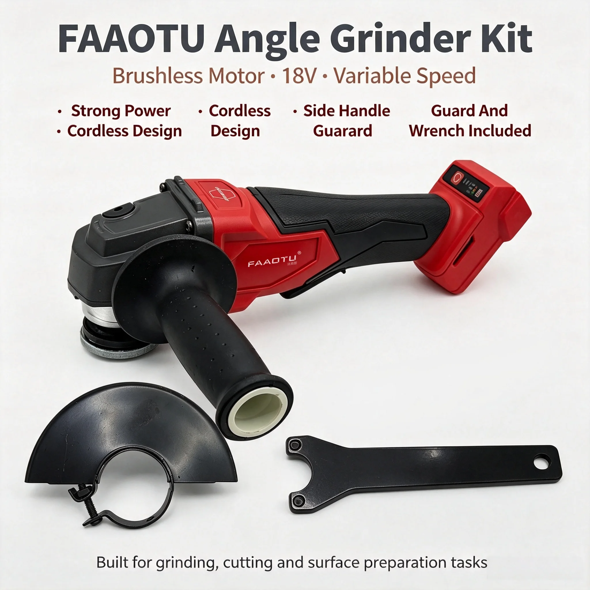 FAAOTU Brushless Cordless Angle Grinder Same Outlook Function Operation As MWQ Bare Tool Suitable for MWQ battery No Battery