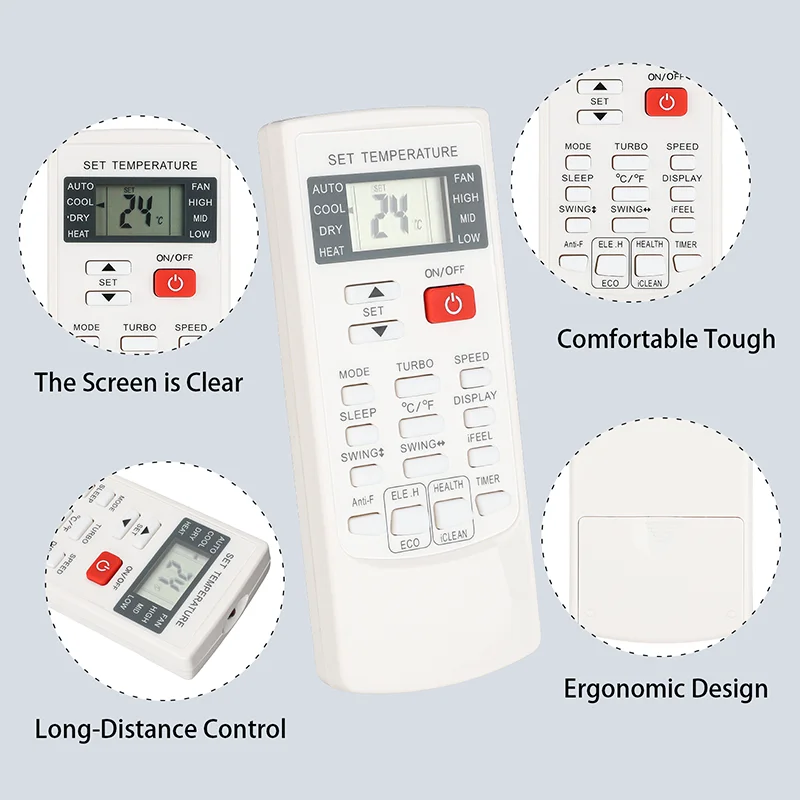 YKR-H/102E For AUX Remote Control Replacement, For AUX Air Conditioner MUPR-09-H9A MUPR-12-H9A MUPR-18-H9A MUPR-24-H9A