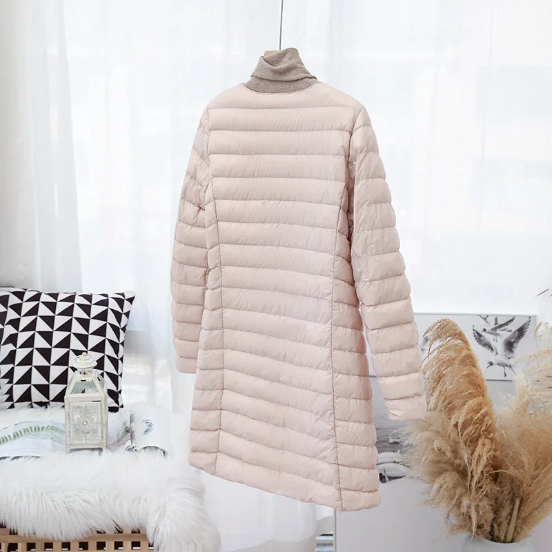 Herbst Winter Frauen Unten Jacke Parkas Warme Ultra Licht Dünne Weiße Ente Unten Mantel Weibliche einreiher Lange Puffer outwears