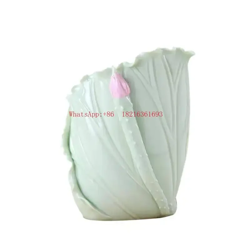 Limited Offer Ceramic Creative Lotus Leaf Pen Holder, Handmade Modern Fashion Ornaments, Home Storage Small Vase