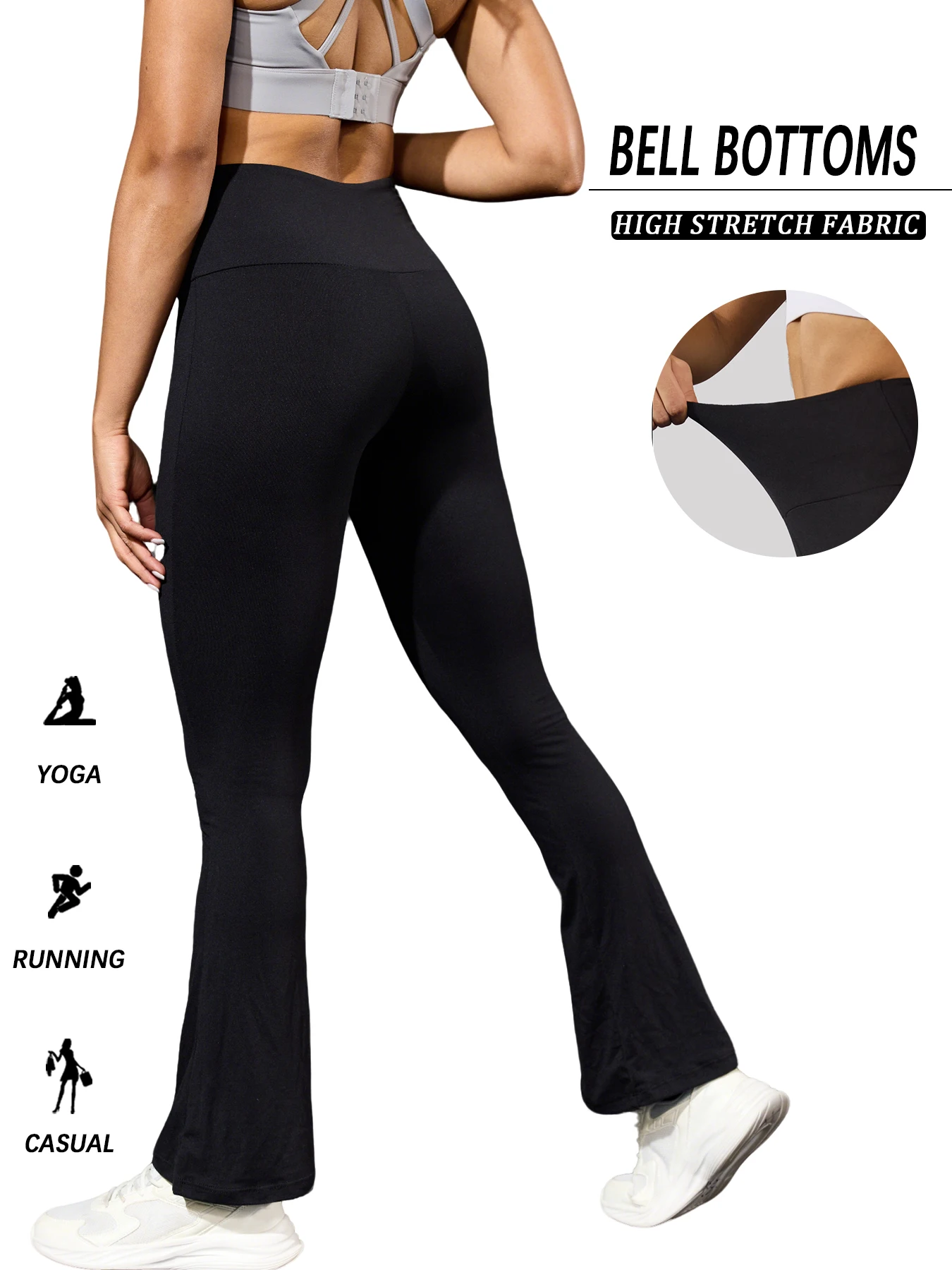 Lot de 5 pantalons évasés super doux pour femmes, taille haute, contrôle du ventre, jambières de yoga, bas de cloche