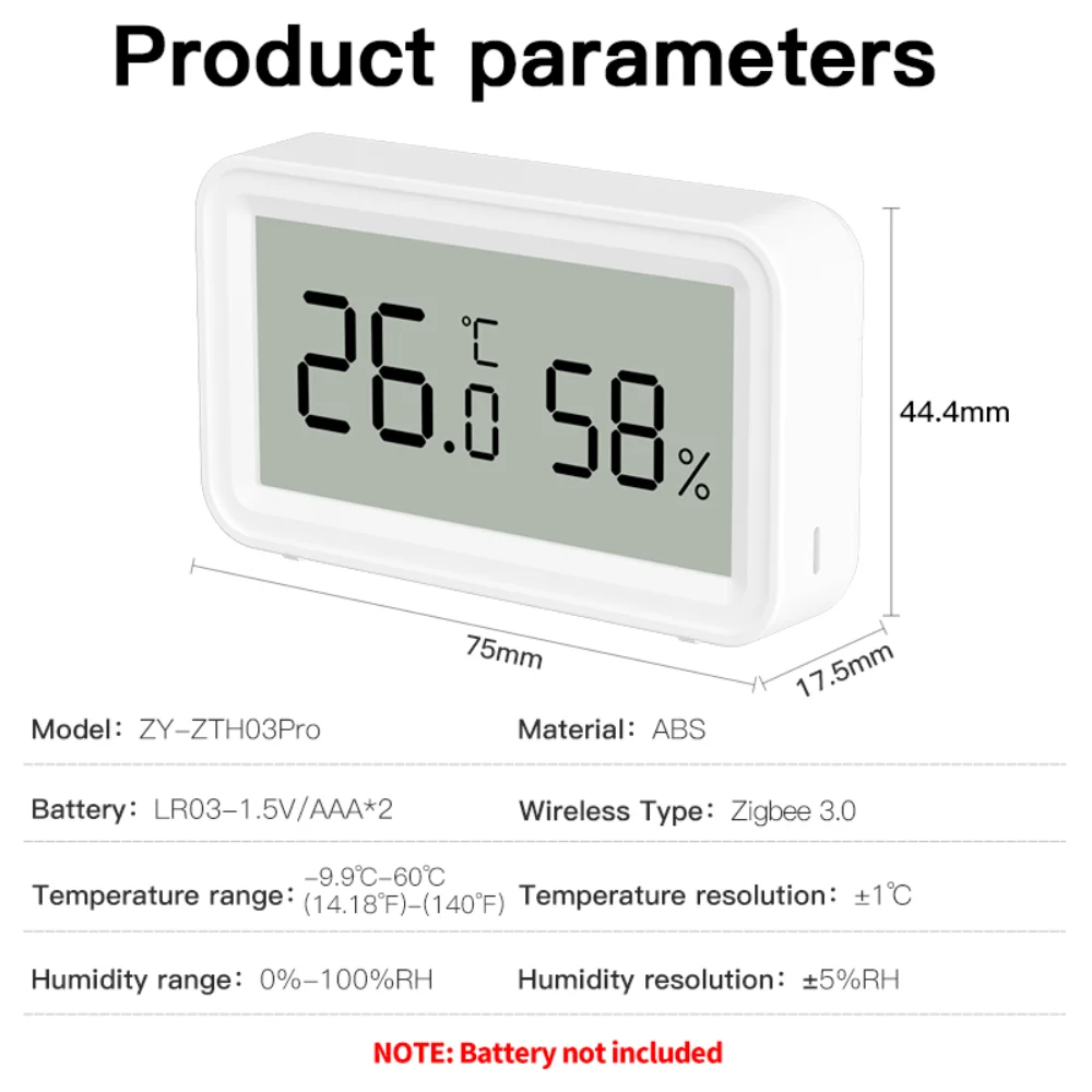 Tuya Zigbee 3.0 Temperature Humidity Sensor Home Automation Remote Connect Smart Life Work with Alexa Google Home Assistant