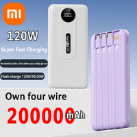 Xiaomi 120W Power Bank Super Fast Charging 200000mAh With Built-in Cable 50000mAh Portable Battery Digital Display Powerbank