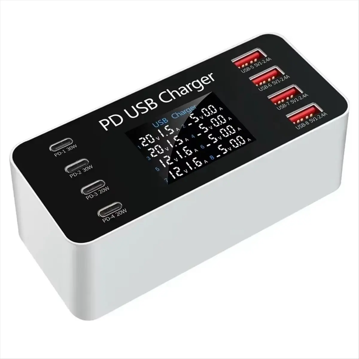 AC2277★♠◐65W Multi 8 Ports PD USB Fast Charger LCD Display PD 30W Charging Carregador for Tablet Phone 14 EU-PLUG