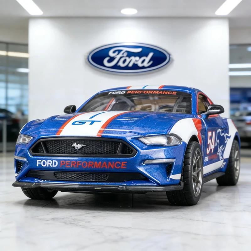 

Масштабная модель автомобиля Ford Mustang GT 2018 (1:34) из сплава, со звуком и светом, откатным механизмом, детская игрушка, коллекционная, подарок на день рождения