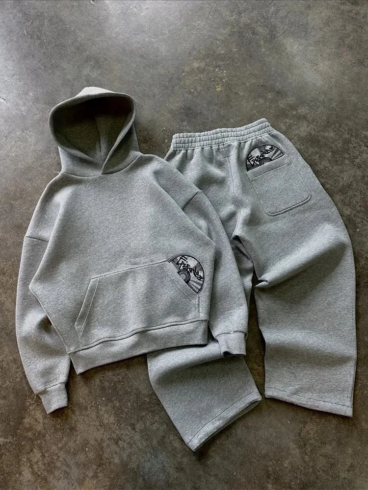 Trendy High Street Retro Casual Streetwear Men's Sports Suit Y2K Harajuku Embroidered Hoodie men Hip-hop Loose Sweatpants - Image 6