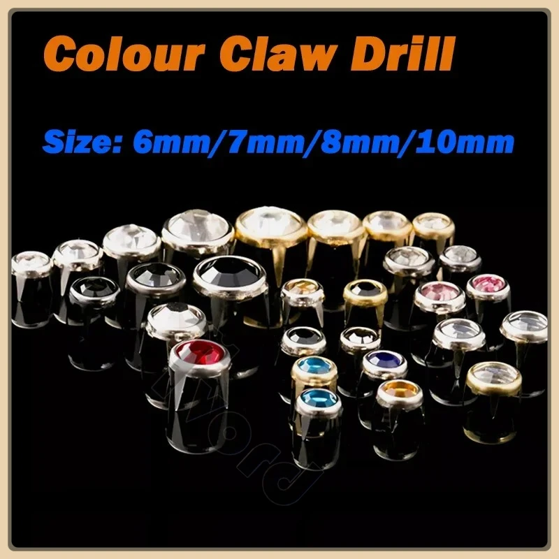 Garment Rivets 6mm 7mm 8mm 10mm Round Crystals Clawed Rhinestone Rivets Diamond Studs For Nailhead Fashion Leathercraft DIY