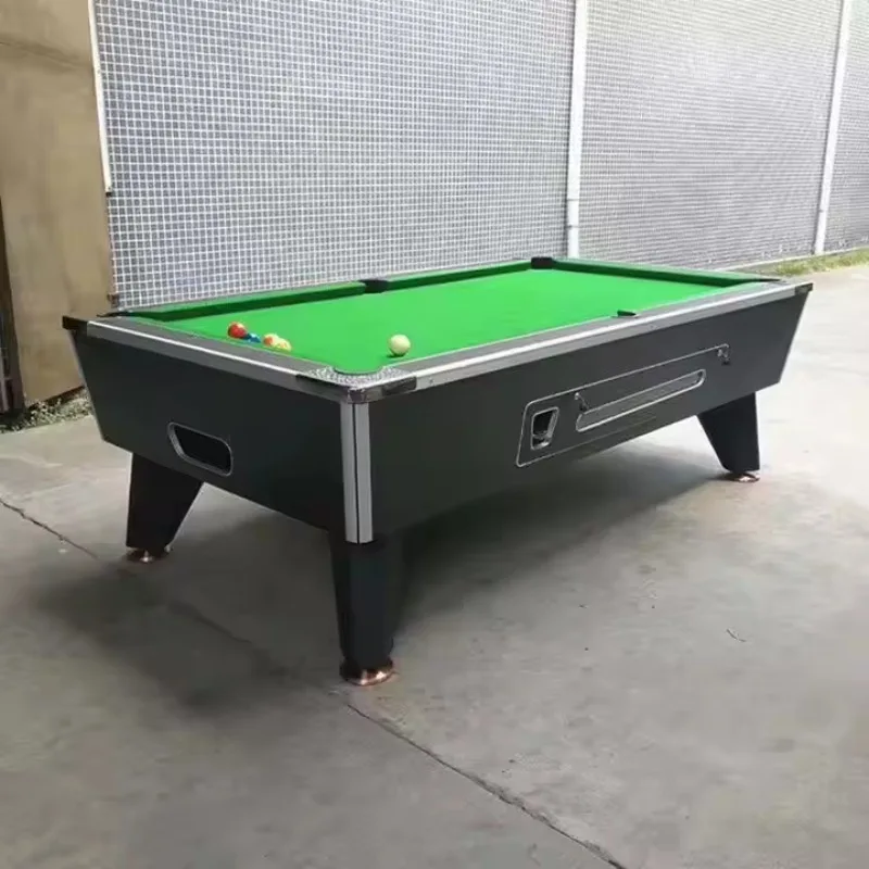 Commercial American Pool Table for Adults Coin-Operated with Standard Indoor Automatic Ball Return Rubber Cushion Rail