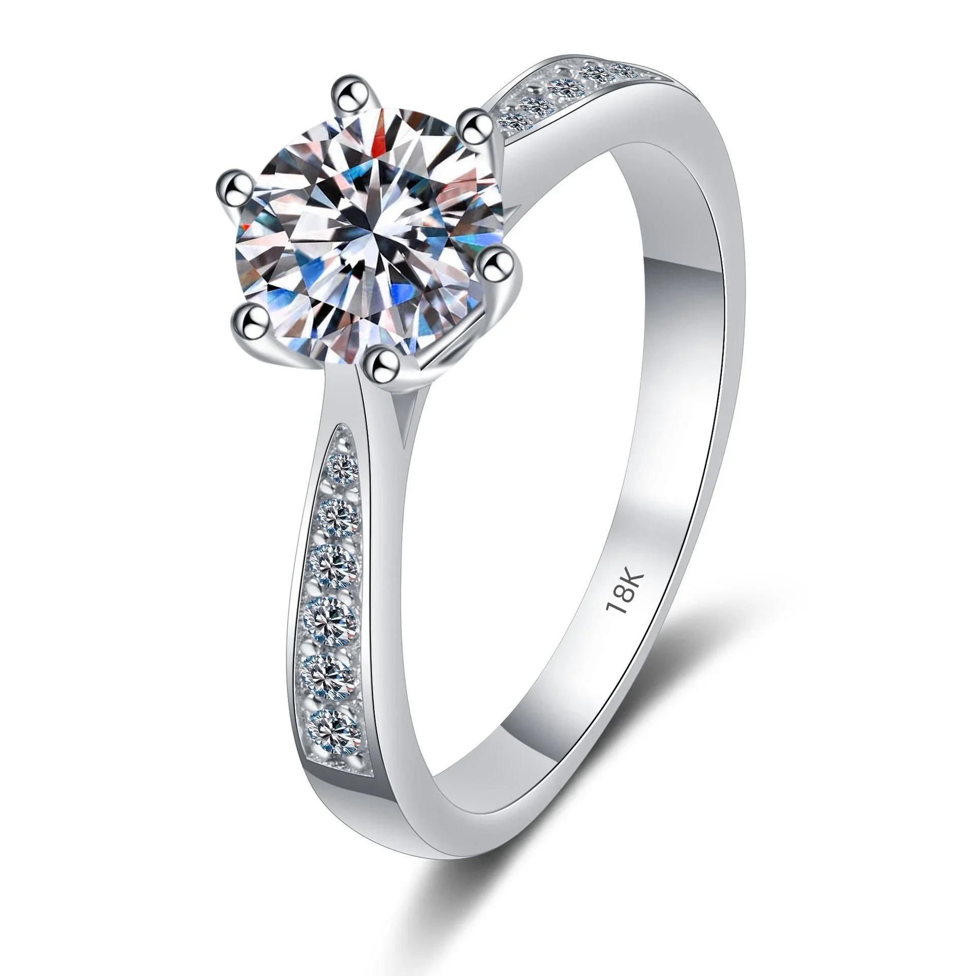 Luxury Platinum Pt950 Ring 0.5/1/2/3 Carat Moissanite Diamond Korean Six Claws Micro-set Rings for Women White Gold 18K Jewelry