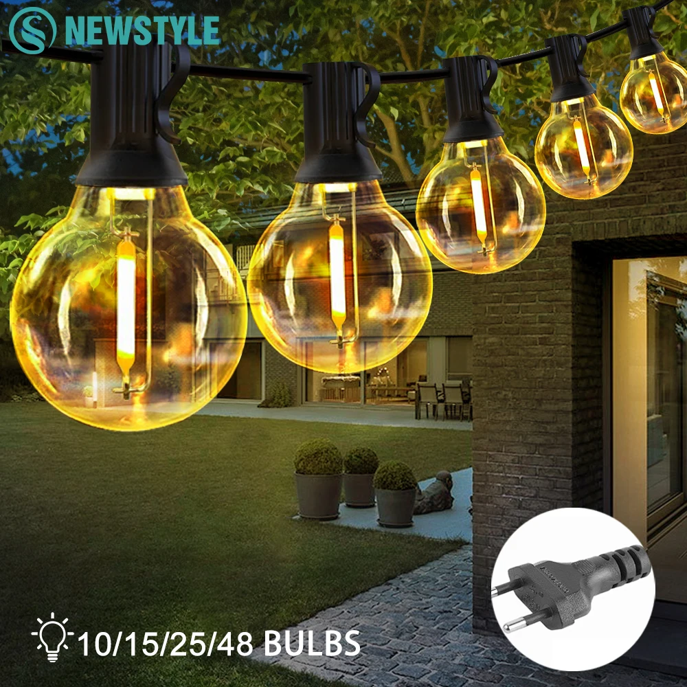 

G40 LED String Lights EU US Plug Shatterproof Waterproof Outdoor Garden String Lamp Christmas Party Weddings Terrace Pub Decor