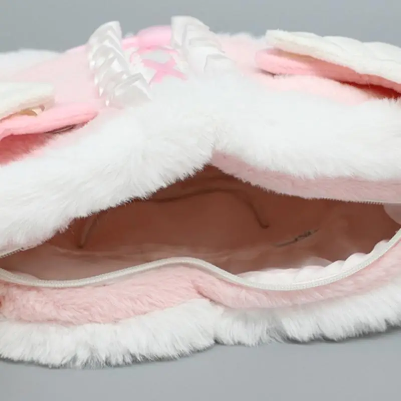 Mochila con forma corazón felpa Anime 652F, bolso con ángel para evento Formal informal, bolso hombro para