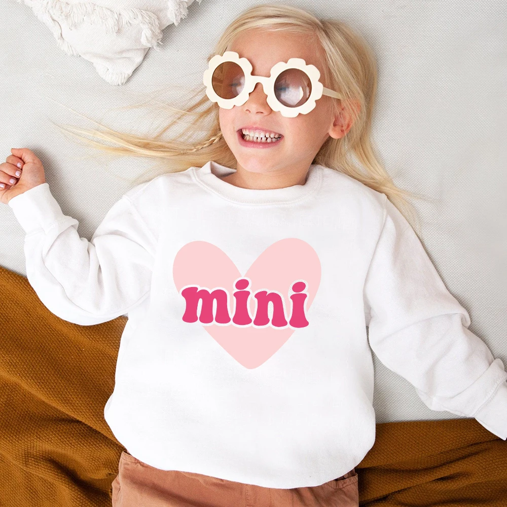 Mama Mini Print Valentine Family Matching Outfits Mom Kids Sweatshirt Family Clothes Valentine Day Party Women Children Outfits