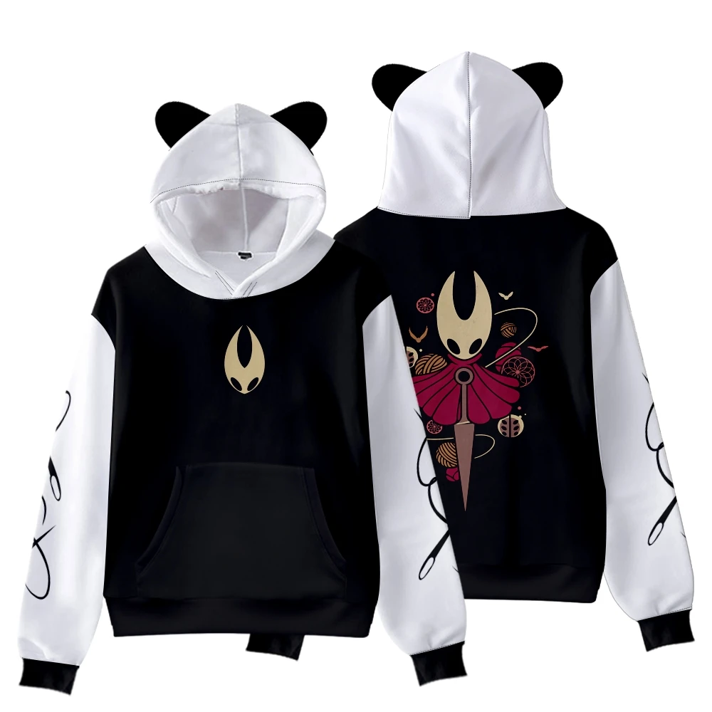 Hollow Knight Vintage 90s Streetwear logo Hoodie Merch Hoodies Sweatshirts for Girls Cat Ear Crop Fashion Sports Pullover