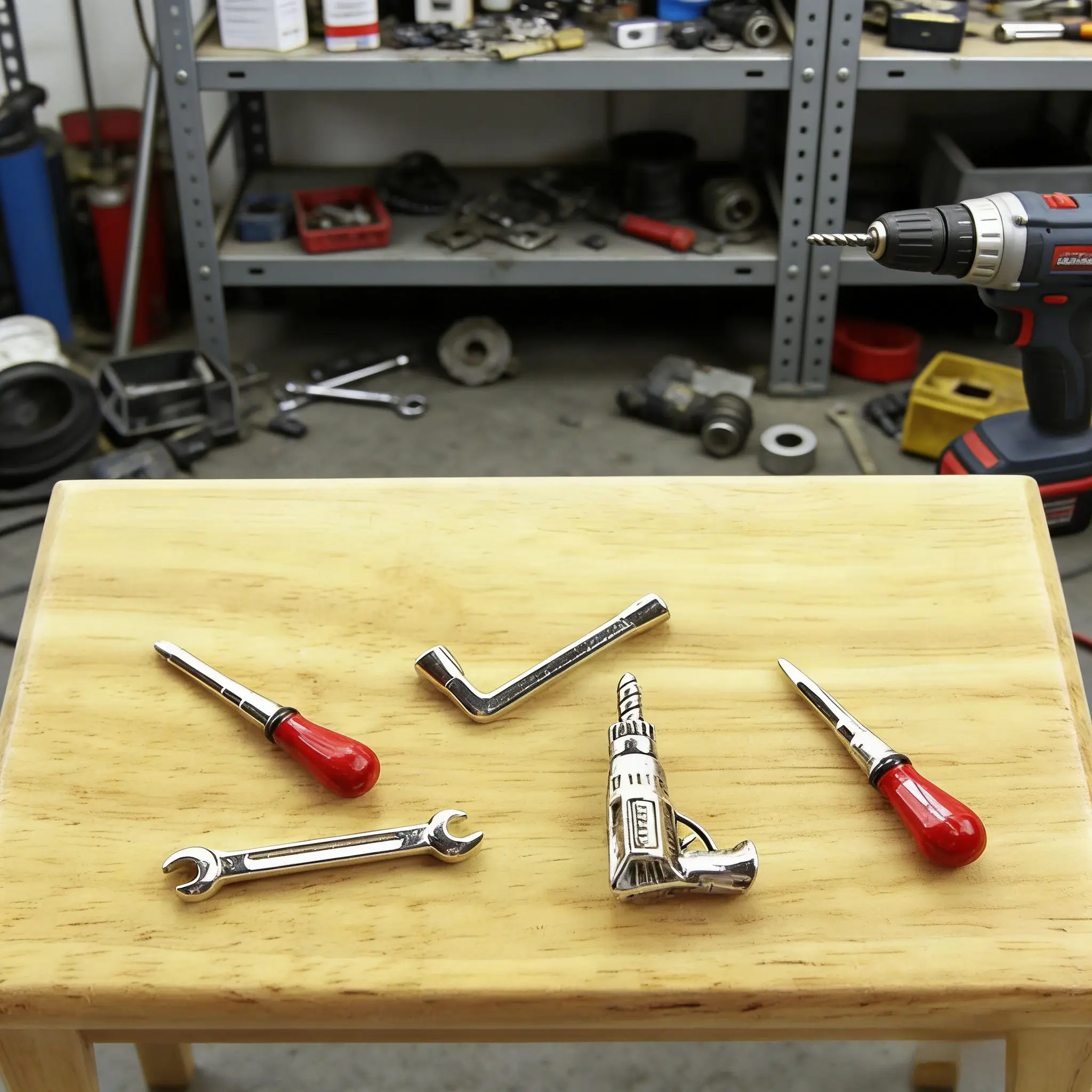 1:12 Dollhouse Miniature 4-Piece Tool Set-Realistic Drill &Wrench Model, Mini Household Tool Kit, Dollhouse Life Scene Accessory