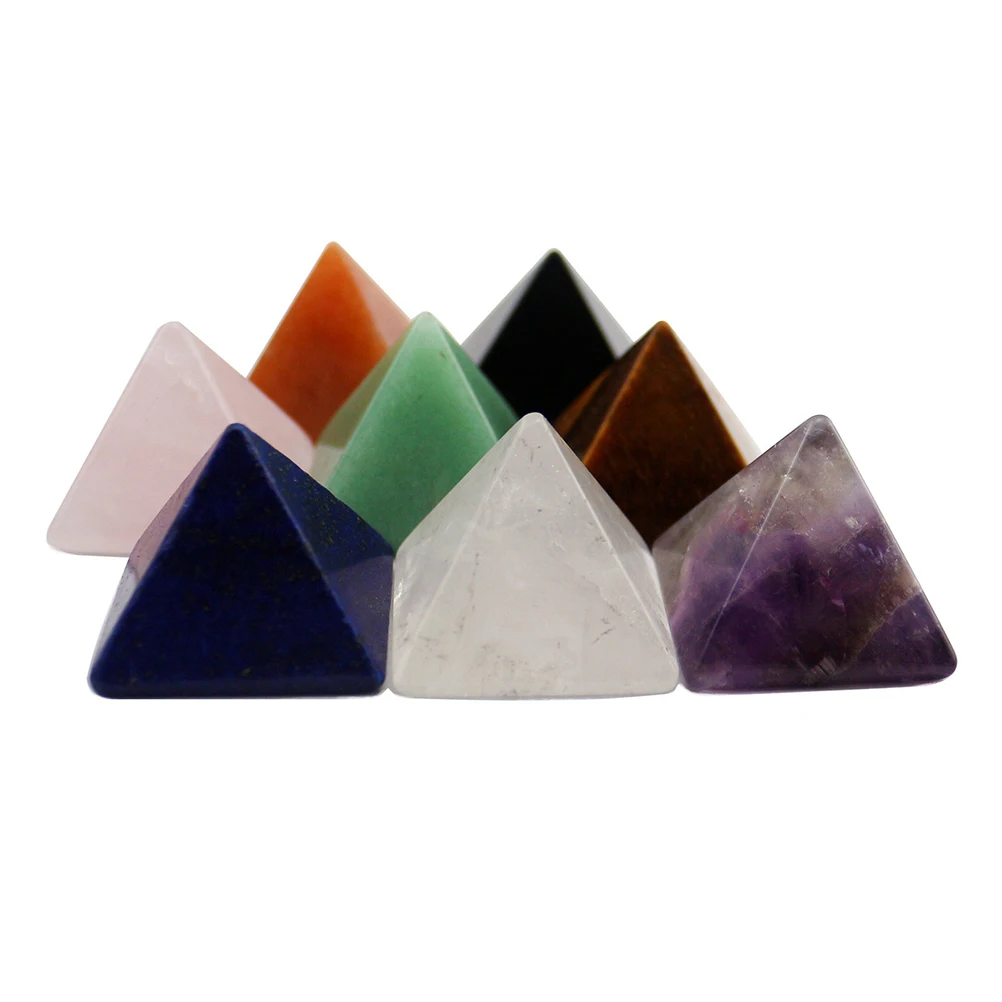 

1pc Pyramid Energy Stone Natural Crystal Gemstone Triangle Decoration Healing Stones Hand Carved Therapy Stress Relievers