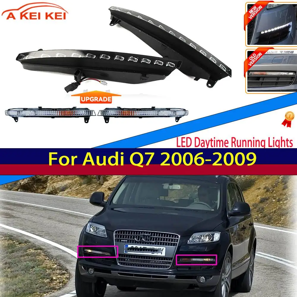 

Pair For Audi Q7 2006 - 2009 LED DRL Daytime Running Lights Daylight Waterproof Fog light with Yellow Turn Signal
