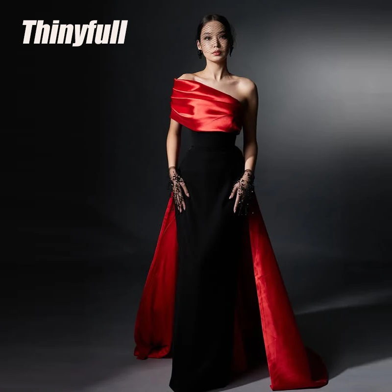 

Thinyfull Mermaid Satin Prom Dresses Sleeveless Arab Evening Party Gown Long Formal Occasion Dress robes de soirée Customized