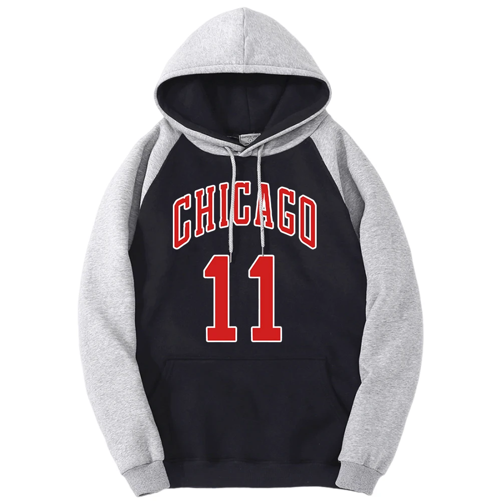 شيكاغو الأحمر رسالة 11 مطبوعة الرجال راجلان هودي الخريف جيب هوديس عادية متعدد الألوان هوديي للجنسين الصوف البلوفرات فضفاضة