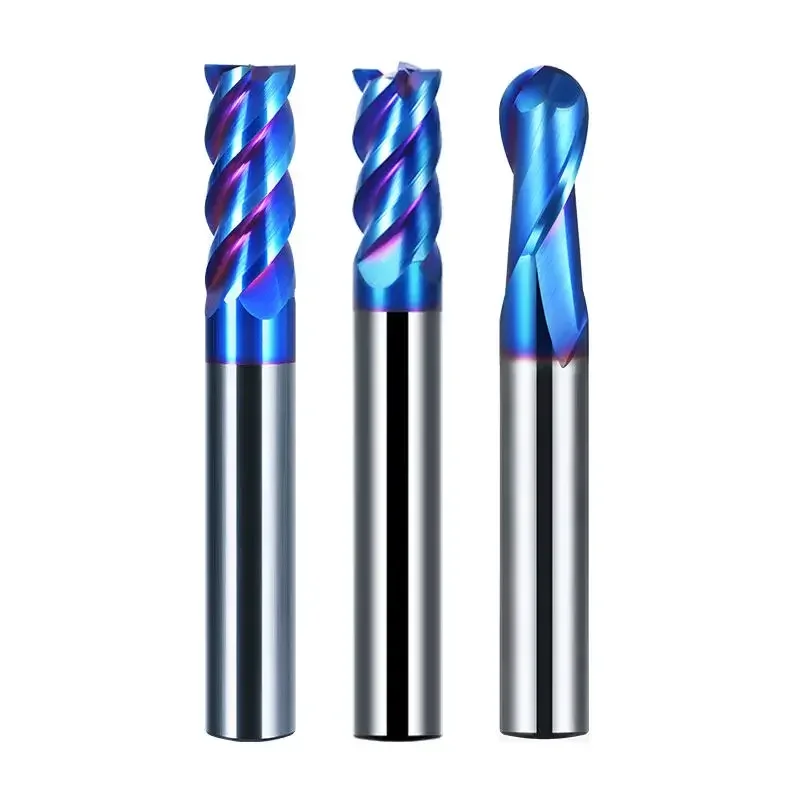 1 szt. Frez palcowy z węglików spiekanych 45 ° Frez kątowy Helix HRC63 Frez kulowy z nanopowłoką