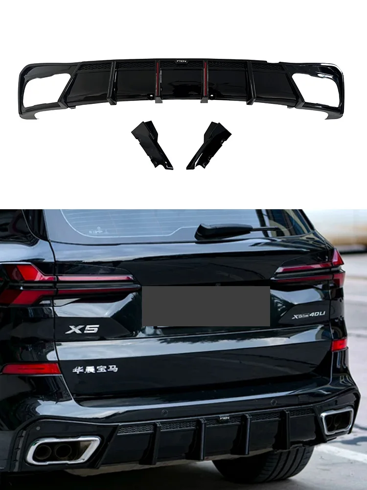 PP Schwarz Für BMW X5 G05 LCI M Sport 2019-2025 30d 40i M50i Heckdiffusor Seitensplitter Mit Lichtdiffusor VTEN Karosserie-Kit