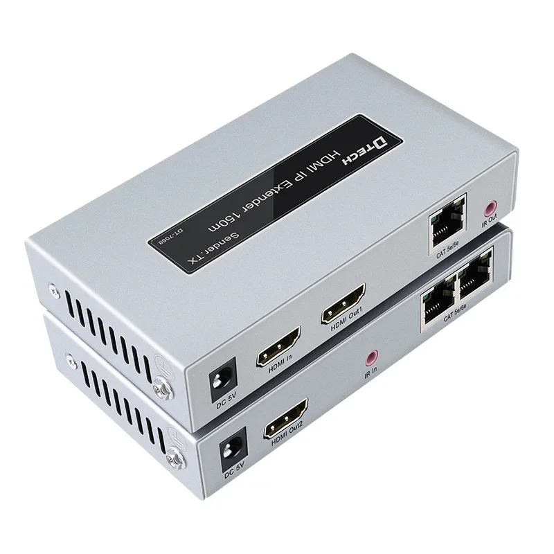 

DTECH 150m hdmi extender over ip 1080P H.264 video format ir return IP cascading hdmi IP extender