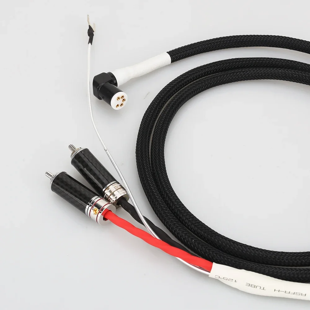 HIFI OFC silver plated Tonarm Cable 5 Pin DIN to 2 RCA Phono Turntables Analog Cable