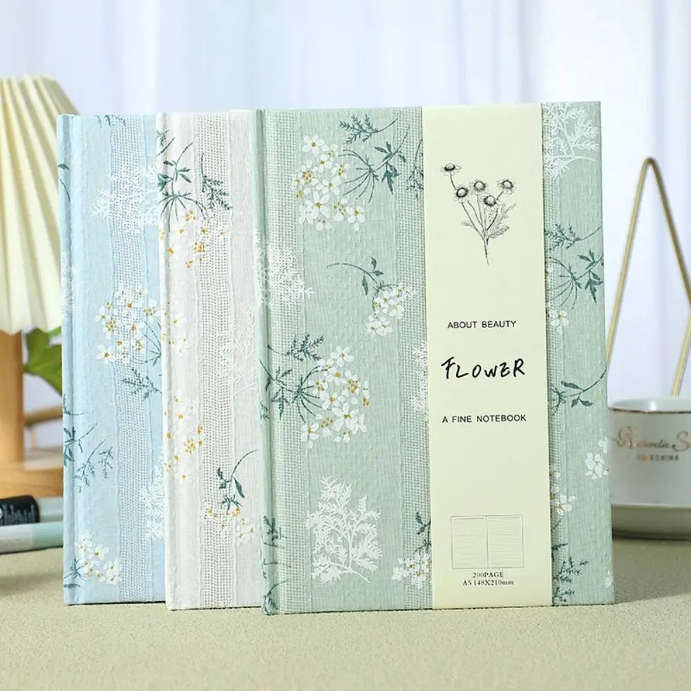 Durable Stylish A5 Cloth Notebook Fabric Cover Compact Embroidered Notebook Thick Morandi A5 Hand Ledger Office