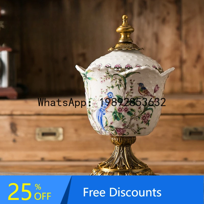 

CZ Ceramic Jewelry Box Home Dressing Table Storage Jewelry Box European Retro Home Decoration