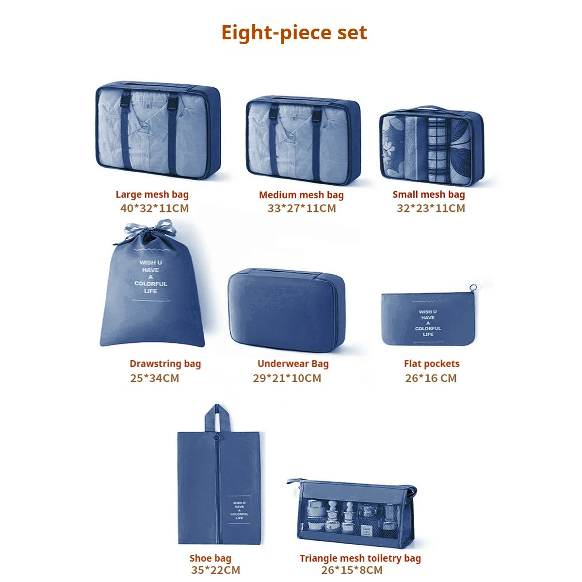 8-delige set reistas organizer kleding bagage reisorganizer deken schoenen organizers tas koffer etui inpakzakken