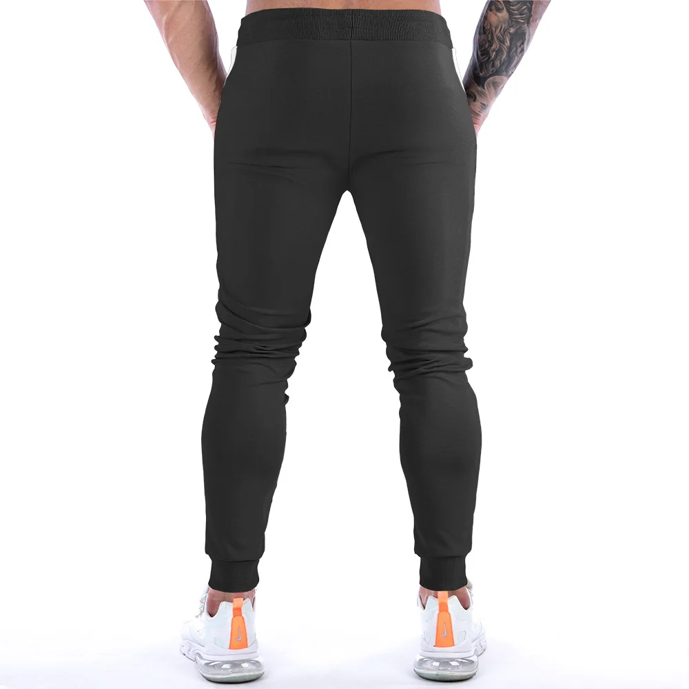 Mens Cotton Sport Trousers GYM Sweatpants Stripe Joggers Casual Training Workout Zipper Pocket Fitness Male Running Pants