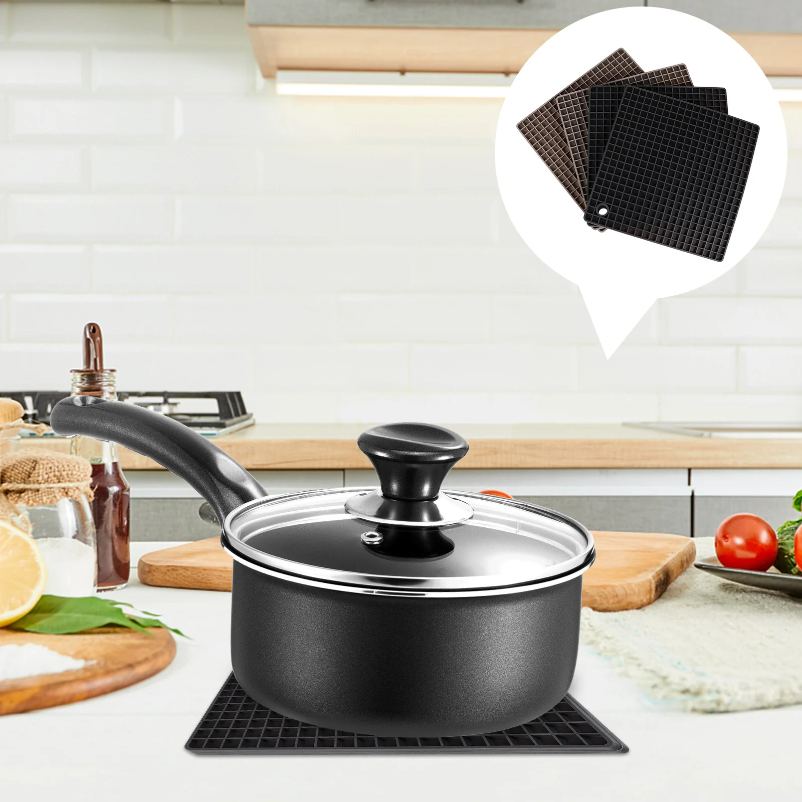 

4Pcs Multipurpose Silicone Pot Mats Heat Resistant Pads for Kitchen Table Placemats No Smell Placemat Dining Mat