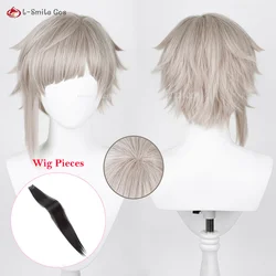 High Quality Anime Cosplay Atsushi Nakajima Cosplay Wig Short Grey With Black Wig Piece Heat Resistant Hair Party Wigs + Wig Cap