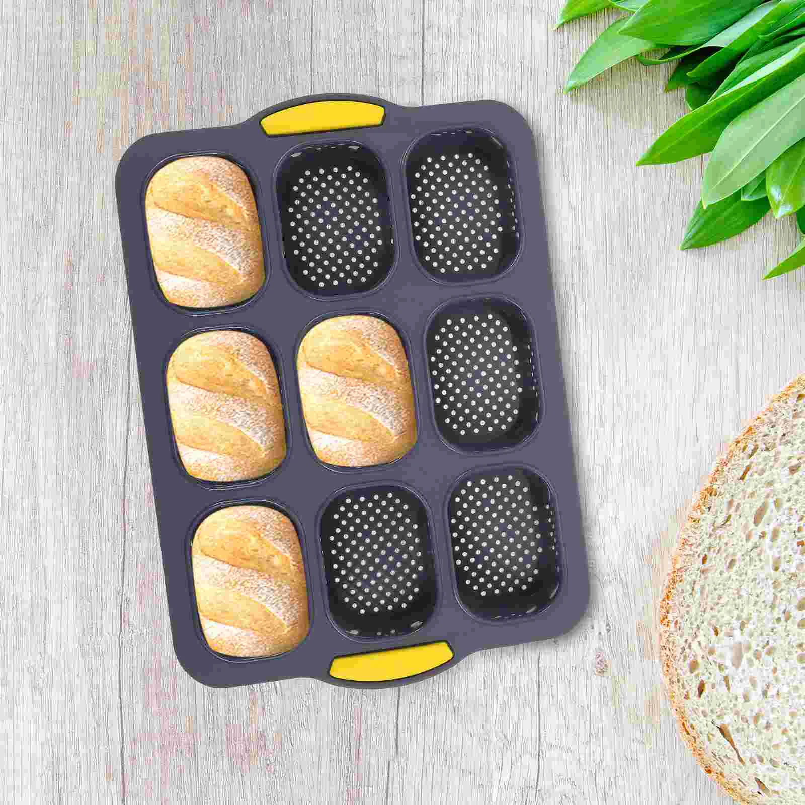 

9 Cavity Cake Mold Non-stick Bread Pan Loaf Muffin French Baking Tray Silica Gel Toast Mini