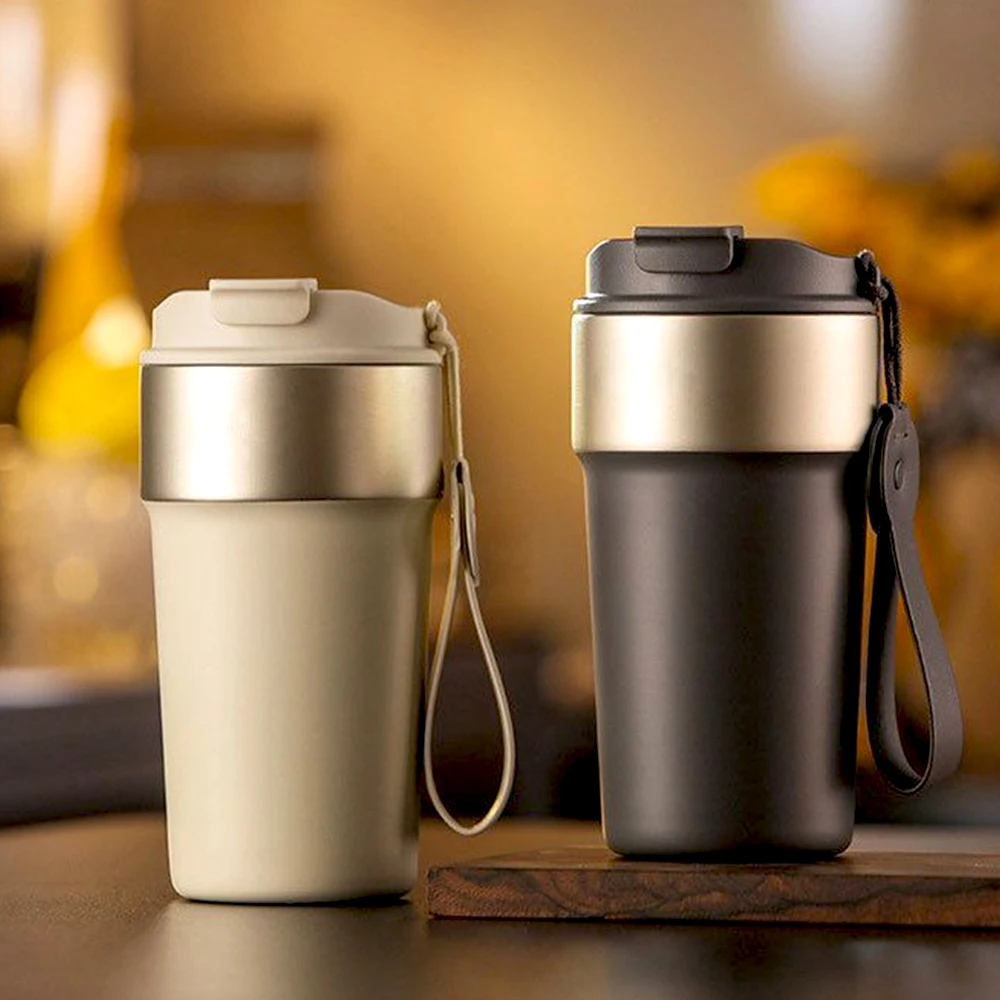 500ML High Quality Travel Coffee Mug With Straw 316 Stainless Steel Thermos Cup Vacuum Flask Mocha Coffee Cups For Car Travel