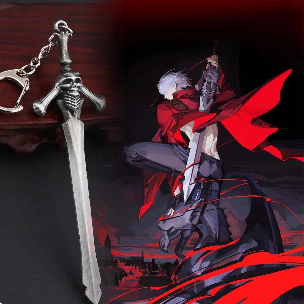 Game Devil Dante Sword Keychain Rebellion Awakening Cosplay Model Keyring Metal Pendant Gift Collection Party Jewelry
