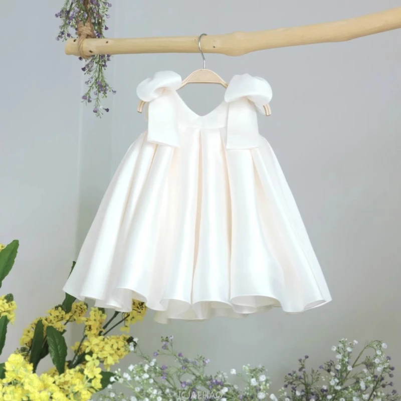Teen Girl Clothes 2026 White Girls Host Dress Children Gown Costume Kids Summer Performance Outfit Birthday Party Princess Tutu image 4