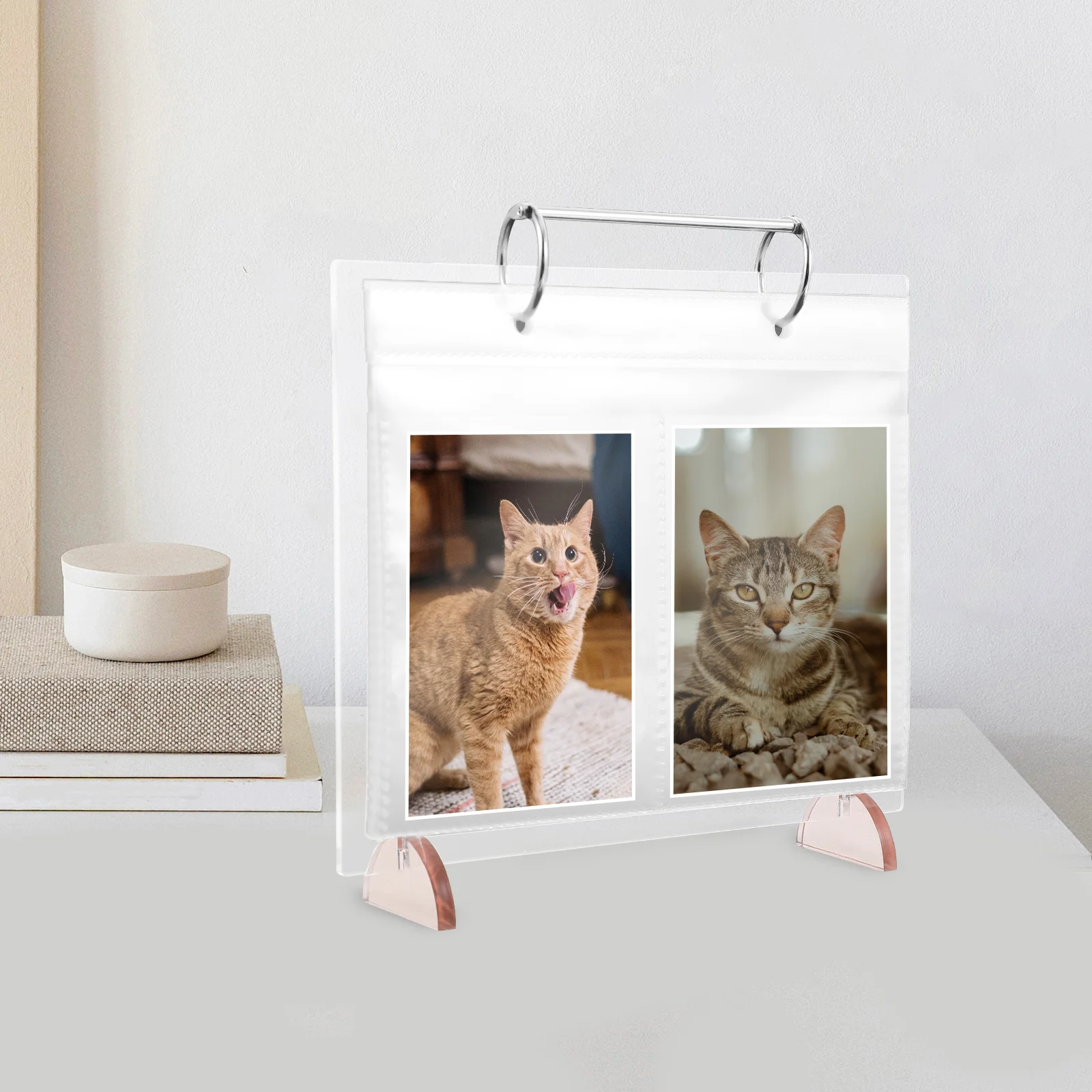 

Plastic Frames for Display 6inch Tabletop Flip Photo Frame Clear Desk Calendar Acrylic Label Holder Standing Sign Display