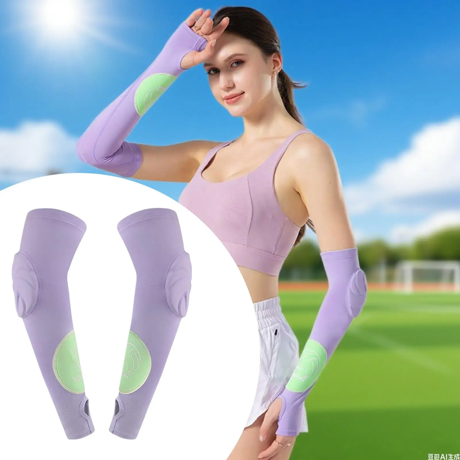 Volleyball Sleeves For Teen Girls 2 Pieces Passing Forearm Sleeves Elbow Pads With Protection Pads And Thumb Hole For Gym