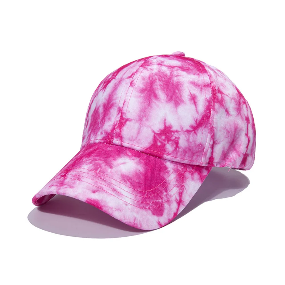 Island Vacation Style Full-Zone Tie-Dye Printed Baseball Cap, Available in Multiple Bright Colors, Suitable for Seaside Outings.