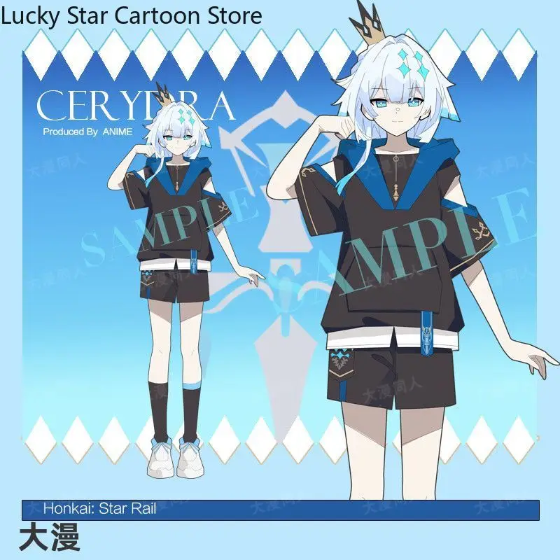 

Косплей Cerydra Theme Honkai: Star Rail Повседневная летняя футболка с короткими рукавами Футболки Шорты Костюм Оригинальный игровой костюм Студент