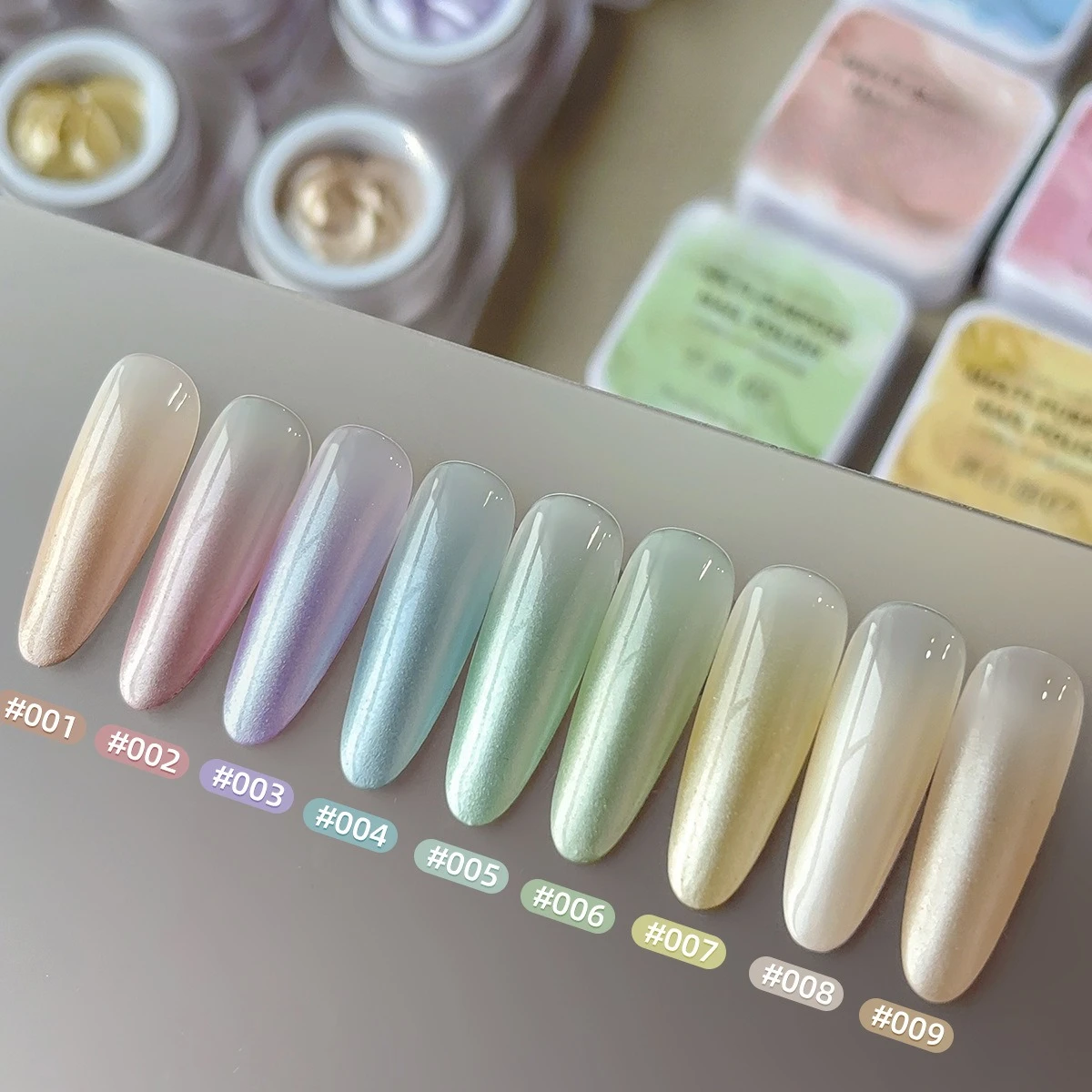 9 ألوان مسمار الفن الساتان ضوء الربت الغراء مزورة ضوء الجاكار عالية التشبع التدرج مسمار البولندية هلام الورنيش للتقليم #2