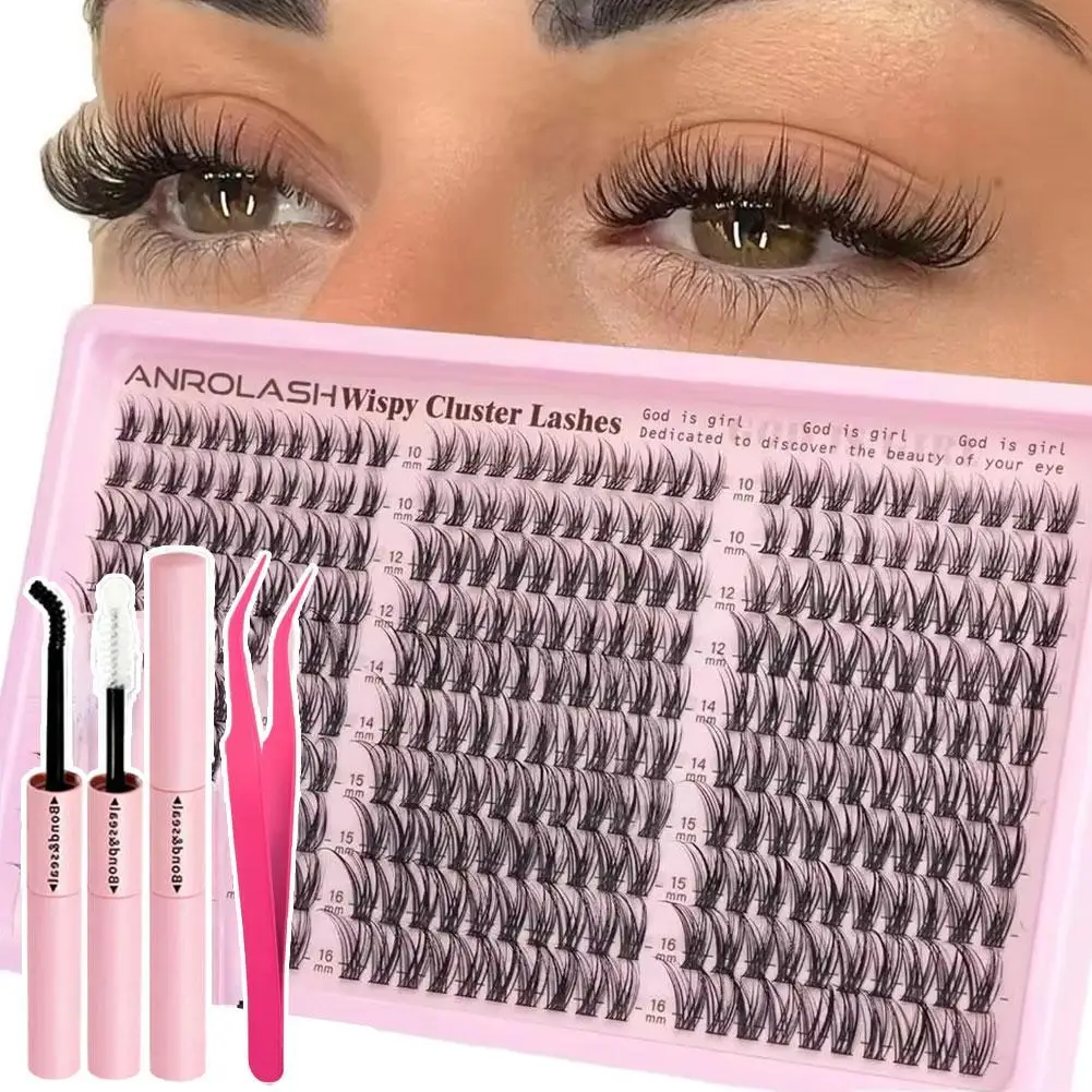 Manga Wimpern-Cluster-Set DIY Natürliche Wispy Wimpern 300 Stück Einzelwimpern D-Curl Cluster Wimpernverlängerungen 10-16mm