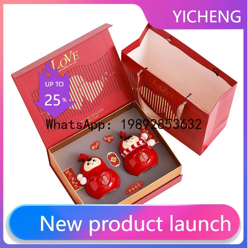 

Fulu doll piggy bank piggy bank saves money, a pair of ceramic jars suitable for marriage, and a commemorative model for adults