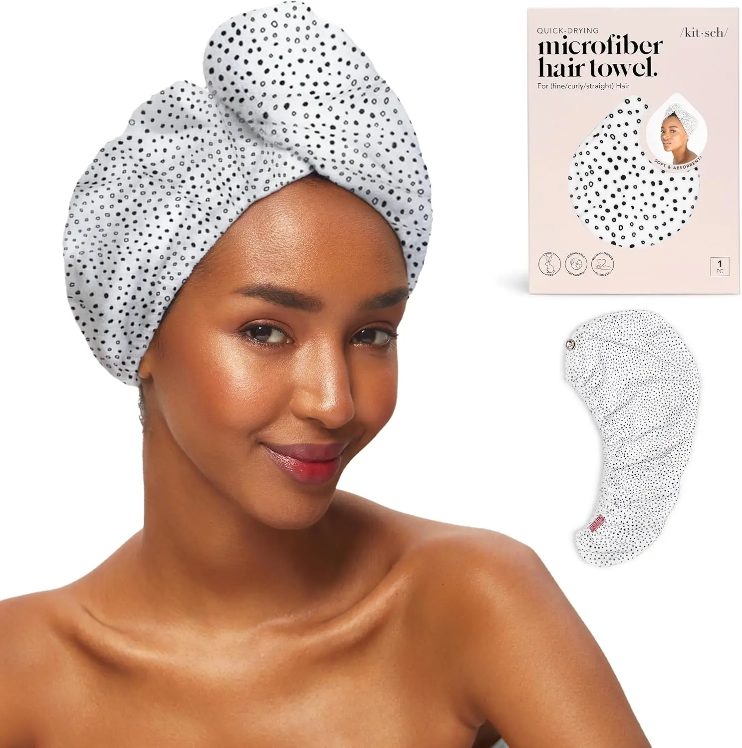 

Microfiber Hair Towel Wrap for Women, Super Absorbent Quick Dry Anti-Frizz Hair Turbans for Long Short Curly Wet Hair
