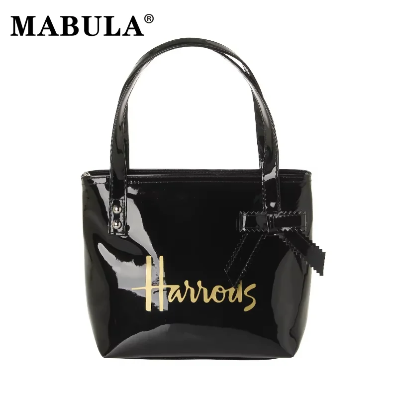 MABULA Brand PVC Waterproof Tote Handbag Luxury Design Large Capacity Fashion Shopping Purse Ladies Shoulder Commuter Satchel