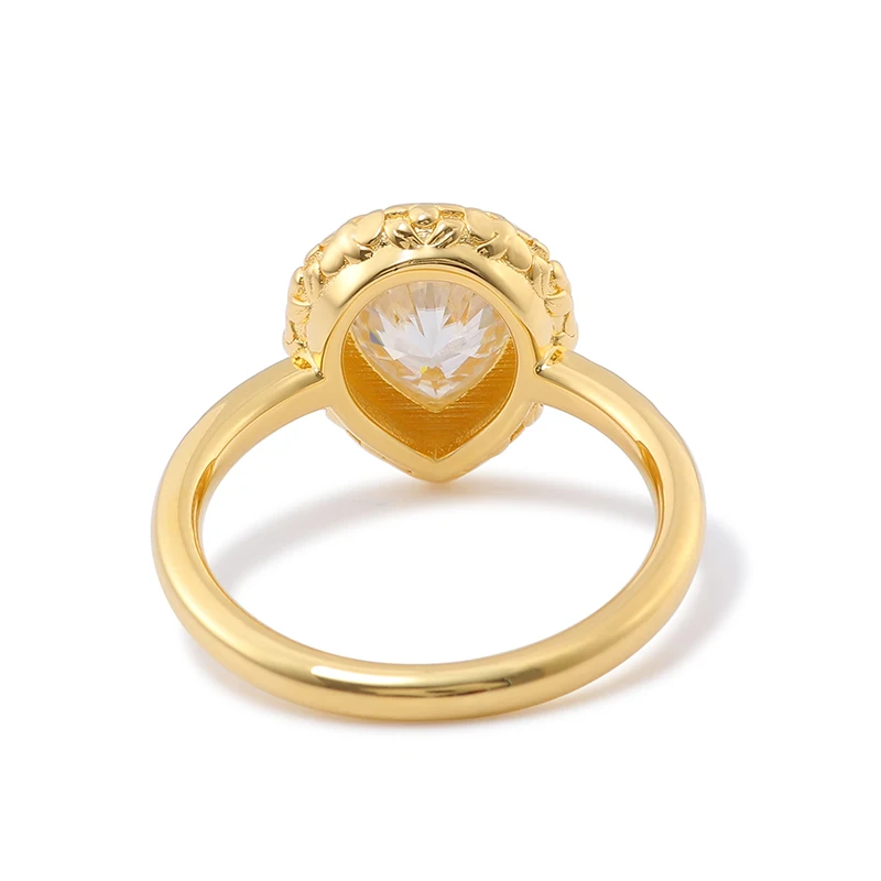 Provence 10K/14K/18K Moissanite Engagement Rings for Women D Color VVS Pear Cut Bezel Setting Solitaire Statement Rings