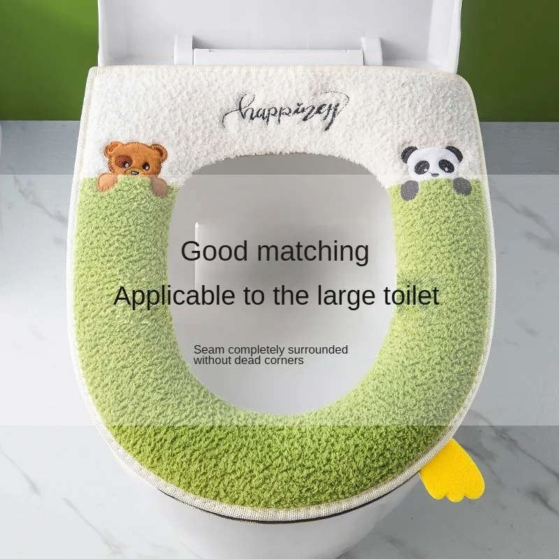 Warm toilet seat cushion home soft WC mat pad with lifting gloves Four Seasons universal winter potty case for toilet cover Cape