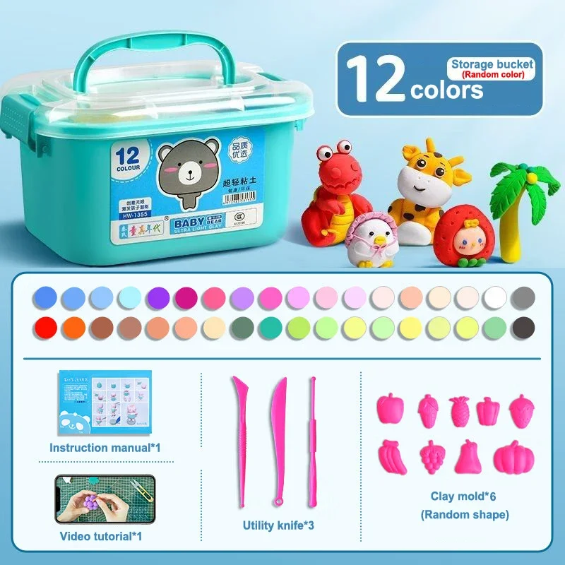 Set di argilla a secchiello a 36 colori giocattoli di argilla fai da te per bambini sicuri e Non tossici con strumenti giocattoli educativi per