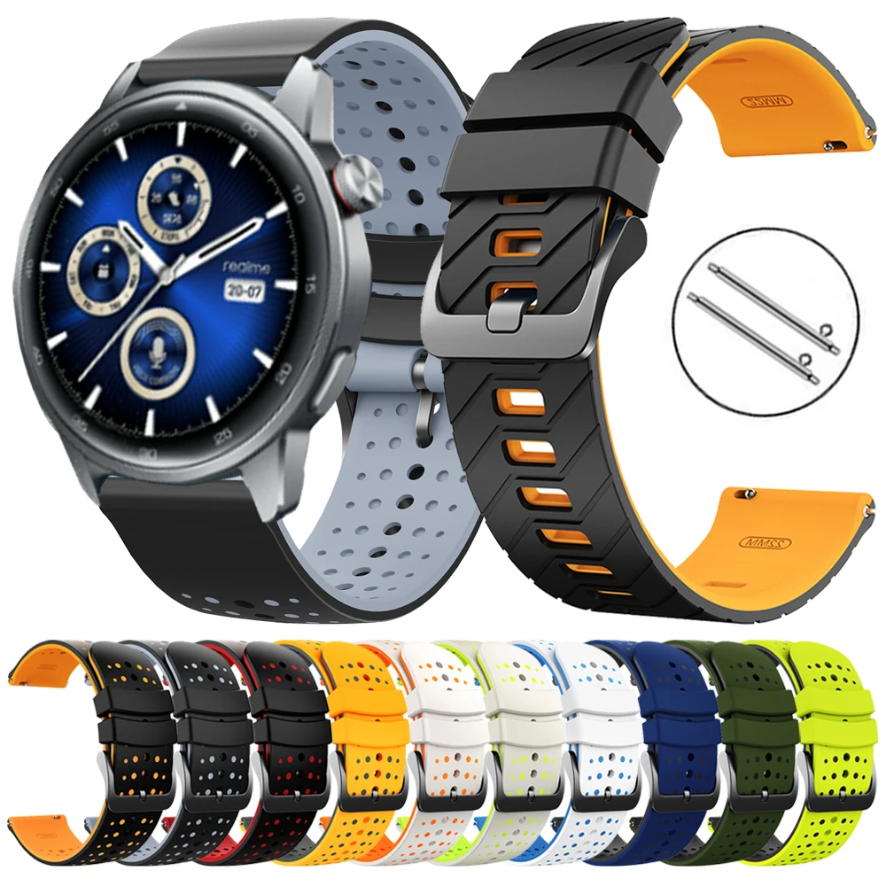 22 مللي متر نغمتين سيليكون حزام تنفس لساعة Realme S2/S 2 3 Pro Sport استبدال سوار الفرقة ل Garmin Forerunner 570 47 مللي متر #1