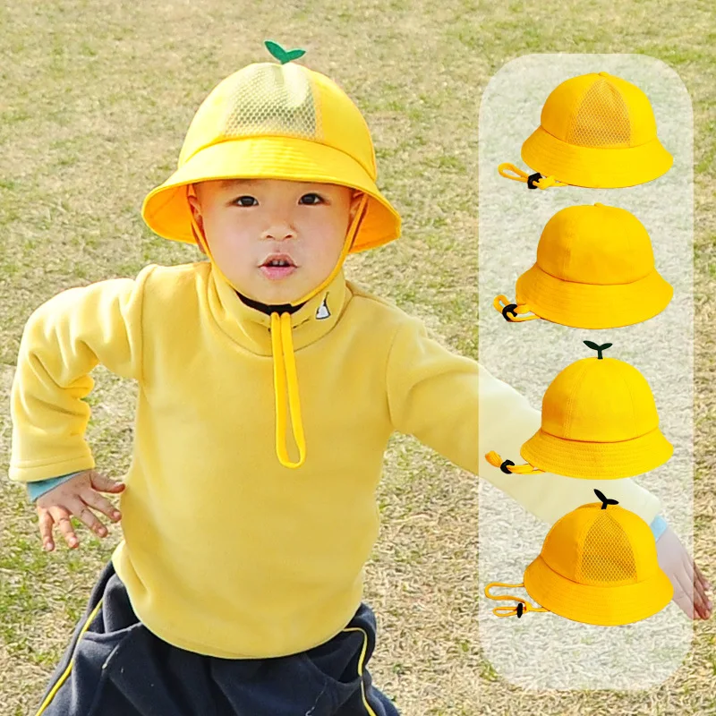 Children\'s Fisherman Hat Pure Cotton Little Yellow Hat Sun Protection Children\'s Spring Outing Sun Hat